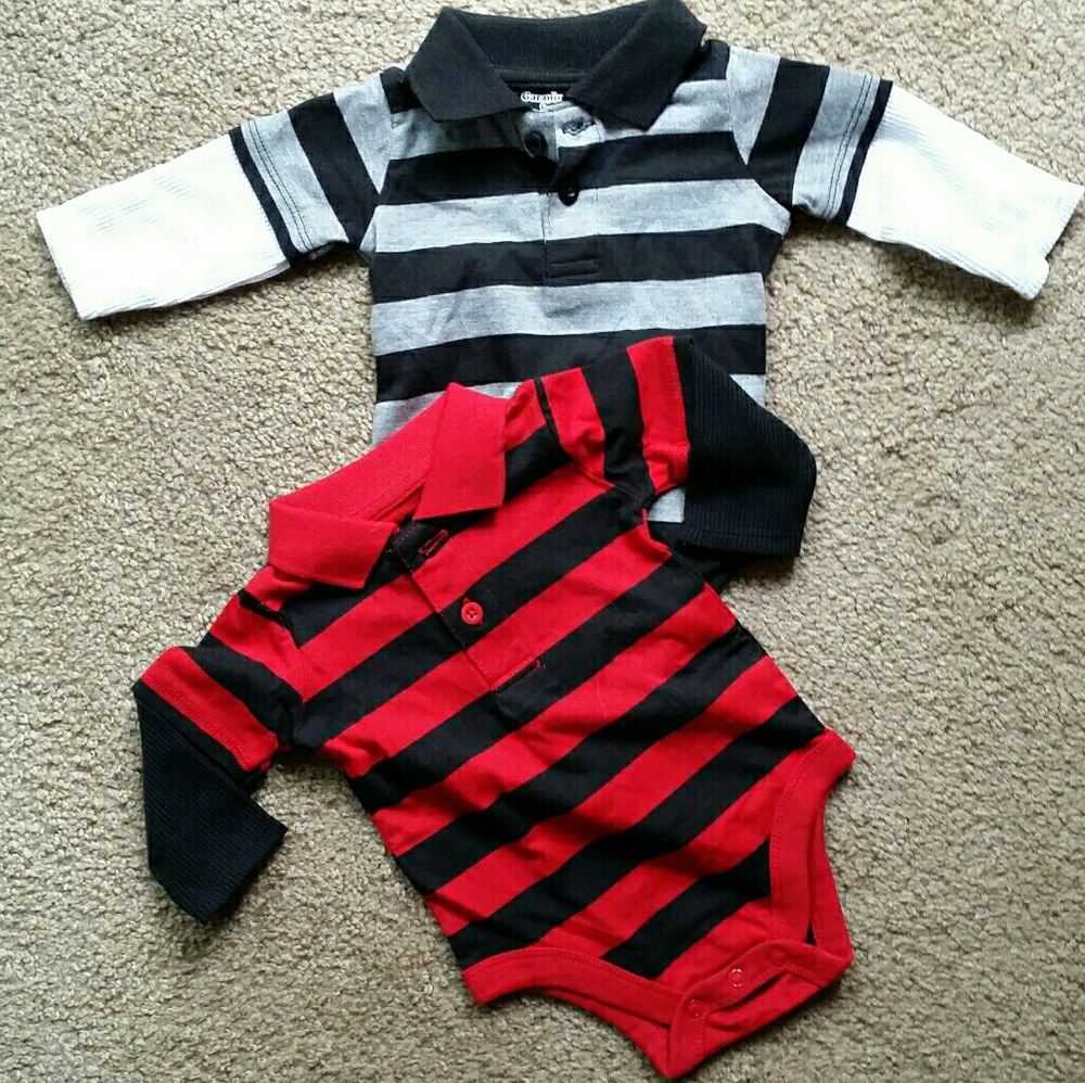 SET OF TWO longsleeve baby boy onsies